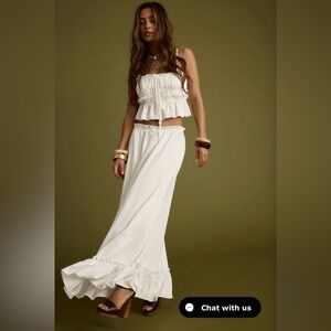 12th Tribe Dahlia White Satin Tank & Skirt Set